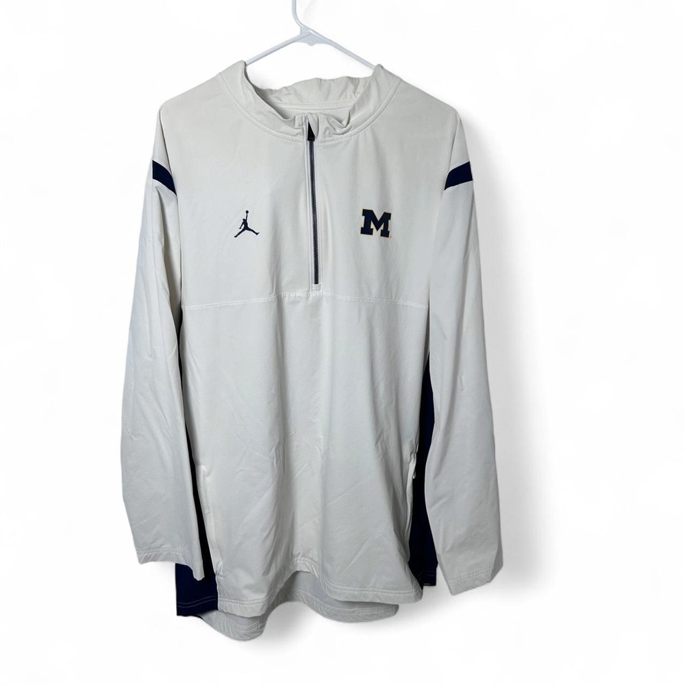 University Michigan Wolverines Jordan Football Coach 1/4 Zip Jacket XL - Picture 1 of 6